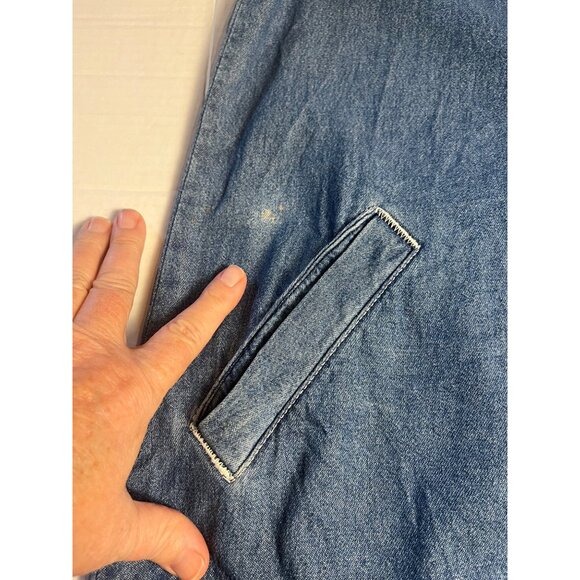 Womens Essentials Denim Sleeveless Jumper Dress V-Neck With Pockets L 100% Cotto - Picture 10 of 11